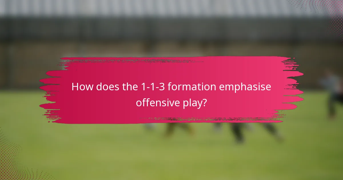 How does the 1-1-3 formation emphasise offensive play?
